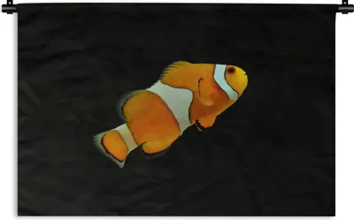 Produktbild von MuchoWow® Wandteppich Wandbehang Fisch - Linie - Schwarz 120x80 cm Tapisserie Dekoration Wandtuch - Wanddekorationen - Wandtücher