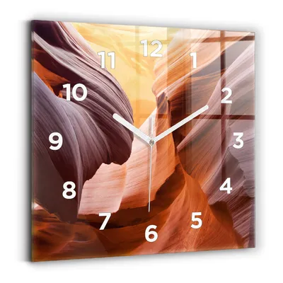 Produktbild von Wallfluent Wanduhr – Stilles Quarzuhrwerk - Uhr Dekoration Wohnzimmer Schlafzimmer Küche - Zifferblatt - weiße Zeiger - 30x30 cm - Antilopenschlucht
