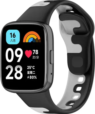 Productafbeelding van Siliconen vervangingsband voor de Xiaomi Redmi Watch 3 Lite, kleur: zwart/grijs