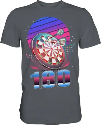 Produktbild von Vaporwave Dart Dartscheibe 180 Darts T-Shirt – Dark Grey / S