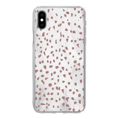 Produktbild von MuchoWow® Handyhülle Schutzhülle Hülle für iPhone Xs Polka dots - Braun - Weiß Silikon Softcase Handy Hülle - Handytasche