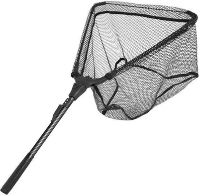Image de Épuisette légère en aluminium avec poignée en caoutchouc - Épuisette télescopique extensible pour la pêche à la mouche