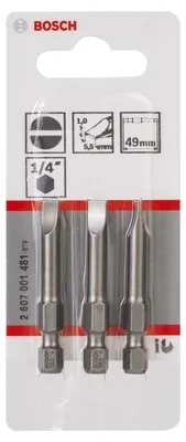 Obrázok produktu pre Bosch 2 607 001 481, 3 kusov, Zdierka, 5.5 mm, Oceľ, 49 mm, 25,4 / 4 mm (1 / 4")