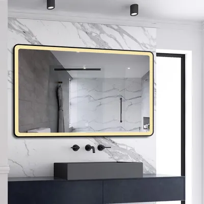 Produktbild von AICA LED Badspiegel 120x70cm Touch/Wandschalter Beschlagfrei 3 Lichtfarbe 3000K-6000K+Dimmbar Badezimmerspiegel mit Schwarz Rahmen Wandspiegel IP44