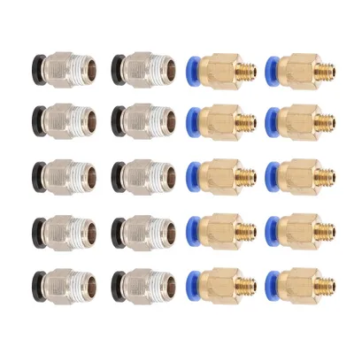 Imagen del producto de 20 conectores neumáticos rectos PC4, macho, M10, y conectores rápidos PC4, macho, M6
