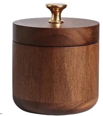 Obrázek produktu pro Popelník z masivního dřeva s víkem – odolný proti větru a úniku zápachu, masivní dřevo/ocel (10 x 12 cm) – venkovní popelník