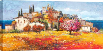 Productafbeelding van Canvas schilderij, landschap - Luigi Florio - Borgo aan zee - 120x60 cm