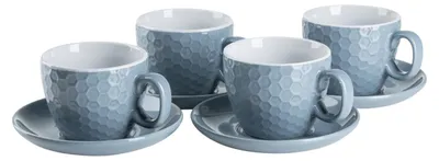 Image de HOWHOMELY | Tasses à café et à thé - lot de 4 - bleu - tasses avec soucoupes - style moderne - élégantes