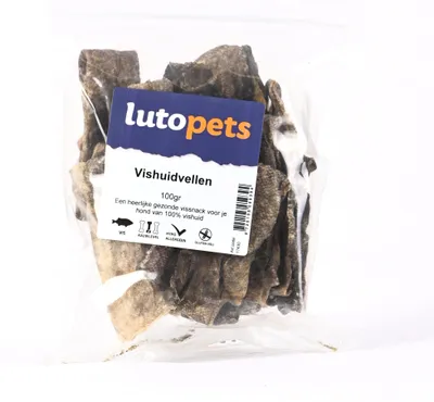 Productafbeelding van Lutopets Visvelplaatjes – 400 g – Kabeljauwhuid voor honden