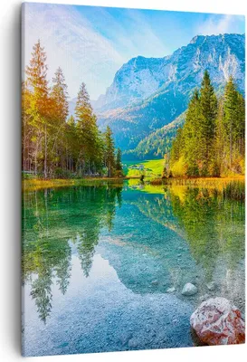 Produktbild von Bild auf Leinwand - Leinwandbild - Einteilig - Landschaft Berge Morgendämmerung - 50x70cm - Wand Bild - Wandbilder - Leinwanddruck - Wanddekoration - Leinwand bilder - Wandbild - PA50x70-4456