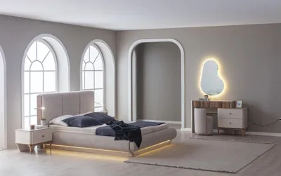 Immagine prodotto di Set letto con comodino e toletta per camera da letto moderna