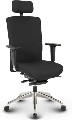 Produktbild von Ergonomischer Chefsessel Bürostuhl Terox aus Stoff in Schwarz mit Kopfstütze für Büro und Home-Office - Belastbar bis 150kg