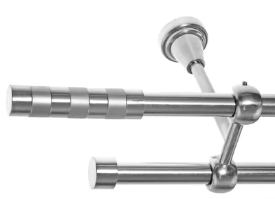 Produktbild von Gardinenstange Set Edelstahl Look Metall Ø 16mm zur Deckenbefestigung 2-lauf Zylinder, Länge wählbar D24 E12 E16