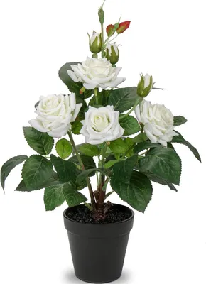 Obrázek produktu pro Umělý keř růží v květináči 34 cm dekorativní umělé květiny