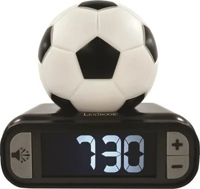 Produktbild von LEXIBOOK Digitaler Fußball Wecker, Nachtlicht, Soundeffekte, LCD Bildschirm, Snooze Funktion