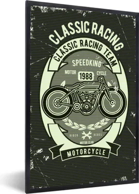 Produktbild von MuchoWow® MuchoWow® Gerahmtes Poster Motorrad - Vintage - Illustration - Zitat 20x30 cm - Poster mit zchwarzem Bilderrahmen - Drucken - Bilder Poster im Rahmen