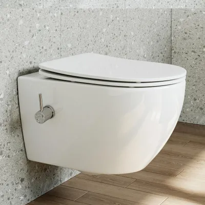 Produktbild von HOROW Dusch WC Taharet WC mit Integrierter Düse Spülrandloses WC mit Bidet Funktion WC Sitz mit Absenkautomatik