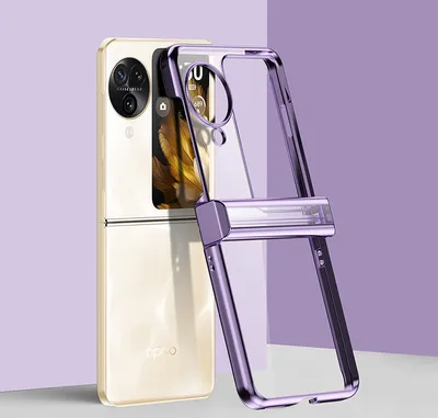 Produktbild von Hülle für Oppo Find N3 Flip mit Scharnierschutz, Ultradünne Transparent Harte PC Galvanik Schutzhülle Lila