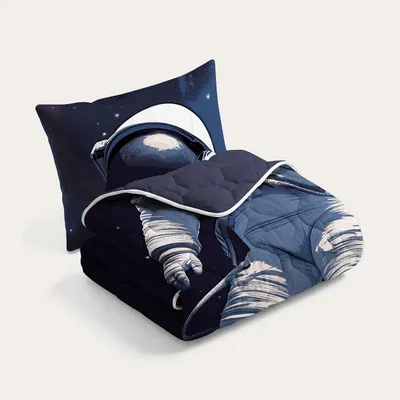 Produktbild von HappyBed - Bettdecke für das ganze Jahr 140x200 cm - Waschbare Bettdecke ohne Bezug - Bedruckte Bettdecke ohne Bezug - Bettwäsche - Astronaut