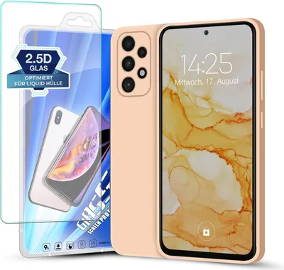 Produktbild von Hülle für Samsung Galaxy A53 5G mit 9H Displayglas Displayschutz Plus Case Cover Bumper Silikon Softgrip Schutzhülle Farbe: Rosa