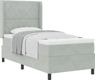 Obrázok produktu pre vidaXL Box spring posteľ s matracom svetlosivá 100 x 200 cm zamat