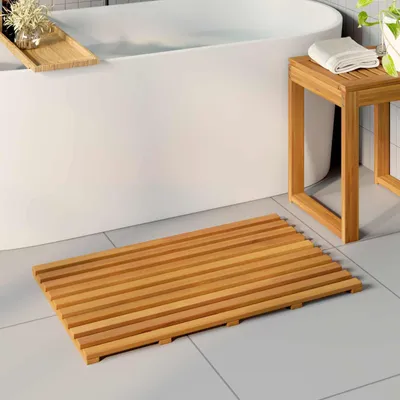 Produktbild von "Schlussverkauf" Badematte Uni - VIDAXL - Braun 100x53 cm Holz C17811