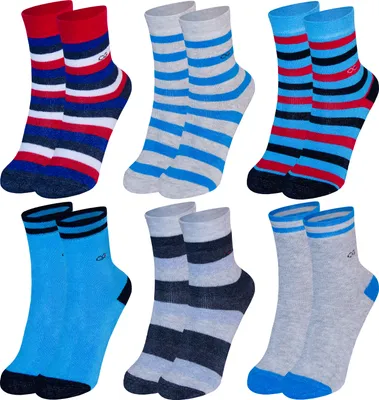 Produktbild von OCERA 6 Paar Thermo Socken für Kinder im Farbmix - 6x Ringel-Blautöne, 27-30