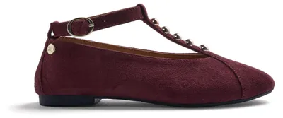 Produktbild von GIOSEPPO Ballerina Bordeaux aus Leder mit Nietendetails und verstellbaren Knöche
