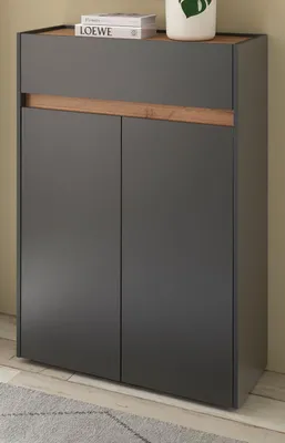 Produktbild von Schuhschrank "Center" in grau matt und Wotan Eiche Flurkommode 85 x 122 cm