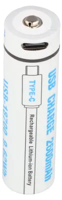 Zdjęcie produktu dla akumulator litowo-jonowy 18650, 3,7 V, 2600 mAh, z portem ładowania USB-C, ok. 71,1 x 18,5 mm