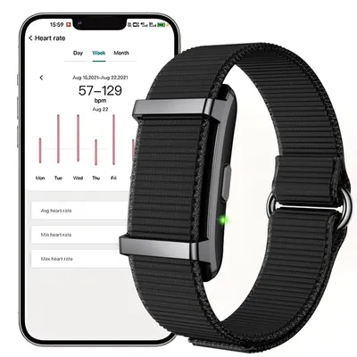 Produktbild von Aktivitätstracker ohne Display Schrittzähler Fitness Tracker Armband Wearable Herzfrequenz Schlafmonitor Herzfrequenzmessung Wristband Nylon Smart schwarz