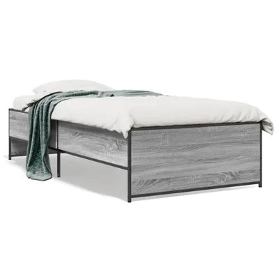 Produktbild von vidaXL Bettgestell Grau Sonoma 75x190 cm Holzwerkstoff und Metall