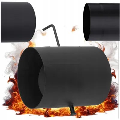 Immagine prodotto di Tubo per Stufa Nero Ø 120 mm in Acciaio - con Serranda di Tiraggio – Lunghezza 250 mm – Condotto Fumi con Regolatore di Tiraggio