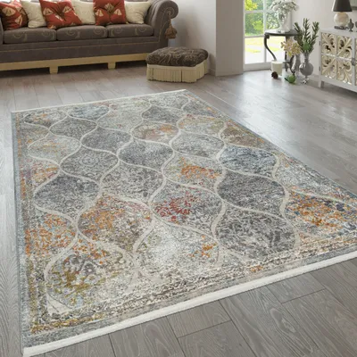 Immagine prodotto di Tappeto soggiorno motivo vintage ornamenti orientali mare di fiori verde blu dimensioni 120x170 cm