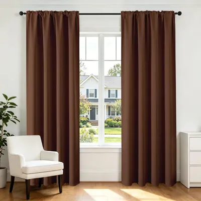 Obrázok produktu pre Zatemňovacie závesy - 2 kusy, dĺžka 137 cm - s tunelovým úpletom - vhodné do spálne a obývačky - hnedé
