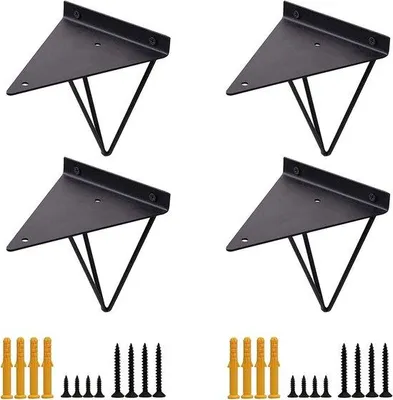 Obrázek produktu pro Geometrická deska – 157 x 13 cm – skryté nožičky – nosnost 50 kg – sada 4 ks, černá