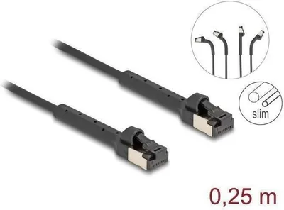 Produktbild von DELOCK RJ45 Netzwerkkabel Cat.8.1 winkelbar 40 Gbps 0,25m