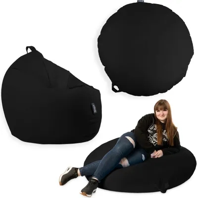 Produktbild von Sitzsack mit füllung 2 in 1 Sitzkissen Bean Bag Outdoor Indoor Wasserfest | Schwarz 145cm
