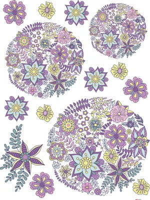 Image de Sanders & Sanders sticker mural fleurs violet, rose et jaune 85 x 65 cm