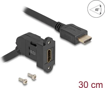 Imagen del producto de Delock 67157 DELOCK HDMI Einbaubuchse  45° gewinkelt/HDMI St 30cm 8K 60Hz