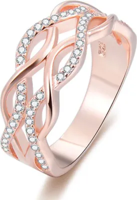 Produktbild von Rosa vergoldeter Silberring mit Zirkonen AGG333 - Ring: 62 mm