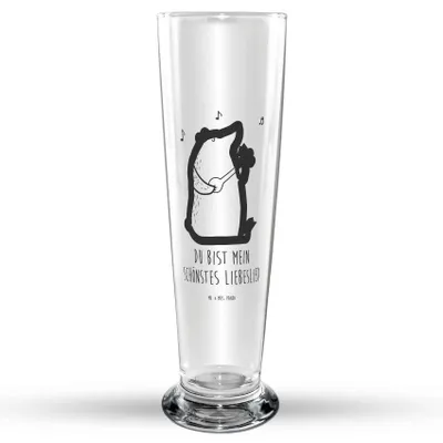 Produktbild von Mr. & Mrs. Panda Weizen Glas Bär Lied - Transparent - Geschenk, Weißbierglas, Bier, Liebe, Freundin, Weizenbier, Frau, Mr Mrs Weizenglas, Herz, Bierglas, Teddy