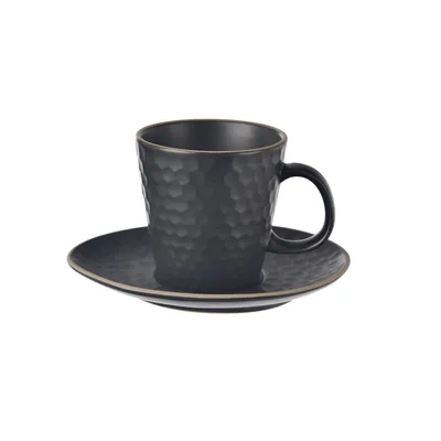 Obrázok produktu pre Šálka na kávu s podšálkou na espresso keramická čierna TEA TIME 95 ml