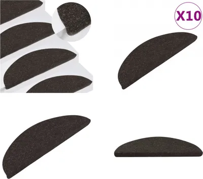 Produktbild von vidaXL Stufenmatten Selbstklebend 10 Stk. Schwarz 56x17x3 cm - Treppenmatte - Treppenmatten - Treppenteppich - Treppendekoration