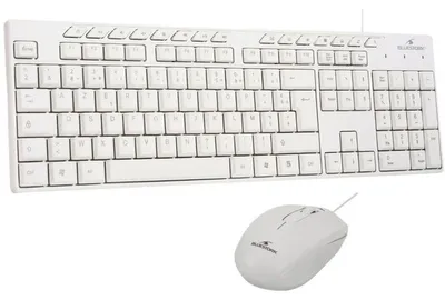 Imagen del producto de Kit de oficina BLUESTORK Media Set AZERTY (francés) con teclado USB-A y ratón con cable, 15 teclas multimedia, 1600 DPI, color blanco