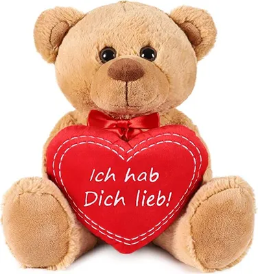 Immagine prodotto di Brubaker Orsacchiotto di peluche con cuore rosso - Ti amo - 35 cm - Orsacchiotto di peluche peluche - peluche marrone chiaro
