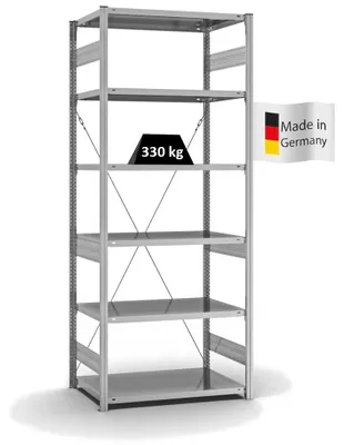 Produktbild von PROREGAL Fachbodenregal Stecksystem MAGNUS Germany | HxBxT 250x100x60cm | 6 Ebenen | Fachlast 330 kg | Einseitig nutzbar | Verzinkt