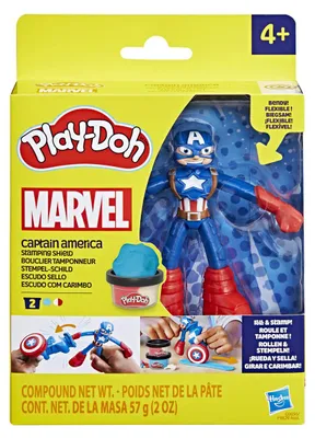 Image de Play-Doh, tampon en forme de bouclier de Captain America – 2 pots de pâte à modeler