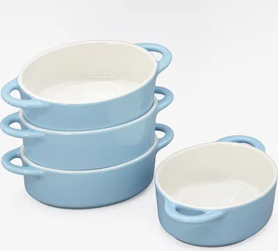 Produktbild von MINI ovale Auflaufformen Ofen- Backform Keramik Set 4 St 9,5 x3,6 x14 cm (innenmaß) 300ml  Blau