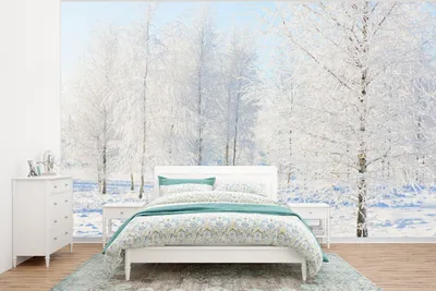 Produktbild von MuchoWow® Fototapete für Wohnzimmer oder Schlafzimmer Wandtapete Vinyl Motivtapete Schnee - Bäume - Winter - 375x280 cm - Schlafzimmer tapete